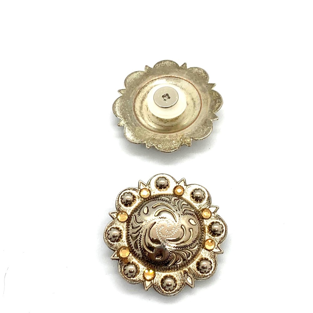 Western Design Leather Work Screw Back Concho Set of 2 Silver Look Craft